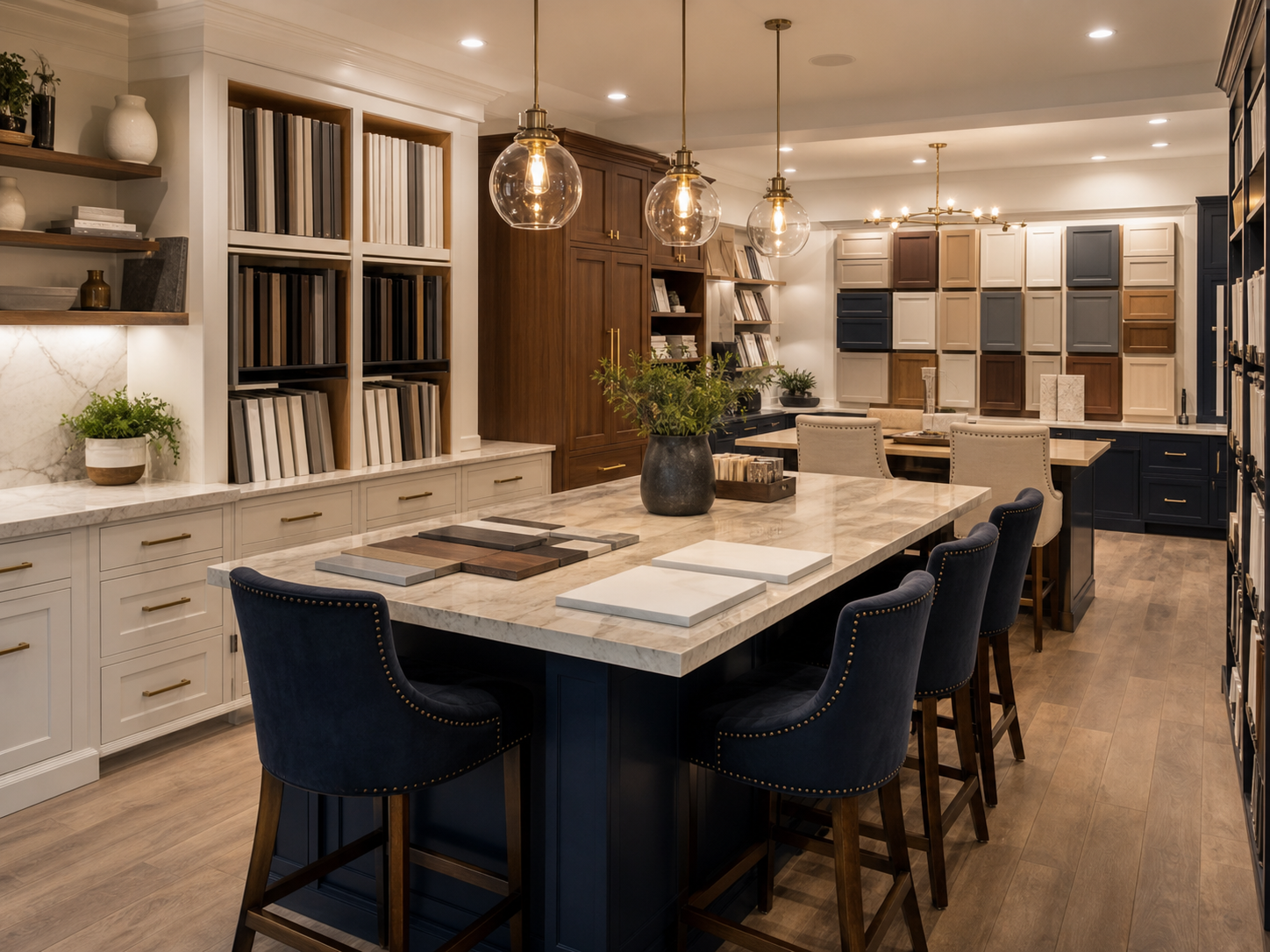 Luxury cabinetry showroom consultation area